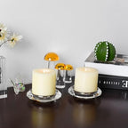 Crystal Pillar Candle Holders Decorations for Home Party Dinner Christmas, Suitable for Large Cylindrical Candles Hand-Cut 4.3'' X 1'' Clear, Pack of 2 - Image 4