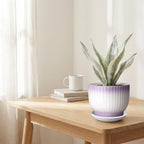 8 Inch Ceramic Plant Pot,Purple + White - Image 6