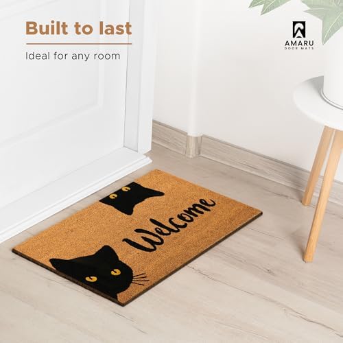 Coir Welcome Mat, Non-Slip, Welcome Cats, 17 x 29 in - Image 5