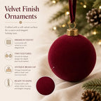 Pinkunn 24 Pcs Velvet Burgundy Christmas Ball Ornaments 3.15 Inch - Image 4
