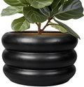 SQOWL Ceramic Flower Pot 13.5 Inch - Large Planter for Indoor Plants Outdoor Plant Pot with Drainage Hole Round Planter Mid-Century Flower Pot for Porch Living Room Decor Black by SQOWL