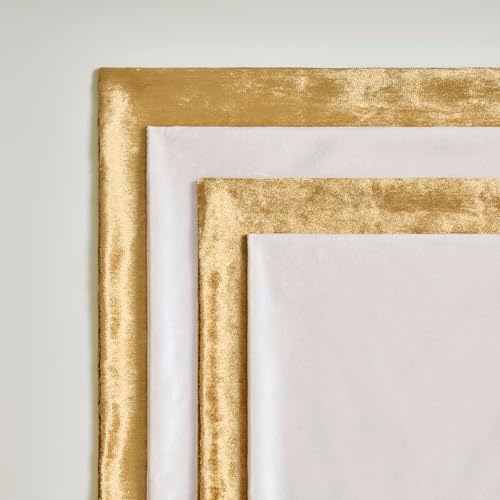 GIGIZAZA Pack of 4 Decorative Velvet Pillow Covers 20x20 Ivory Gold - Image 5