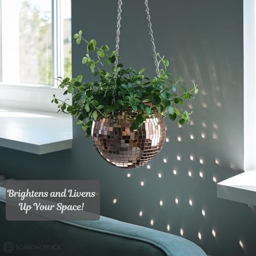 SCANDINORDICA Disco Ball Planter, Value Package, 8-inch Rose Gold - Image 4