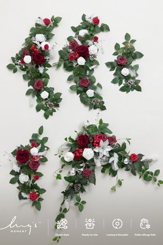 Ling's moment Christmas Artificial Flower Garland Wedding Arch 6 FT - Image 5