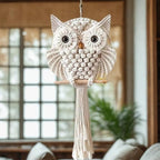 Bohemian Owl Macramé Wall Hanging Pack Of 2-12 x 23 Inch, Off White - Image 6