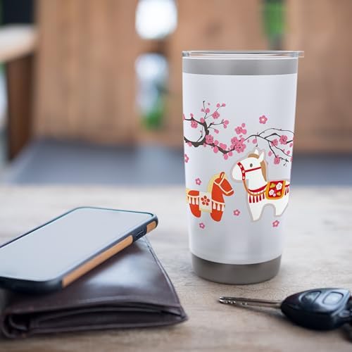 2026 Japanese Year of the Horse Red White Zodiac Figurine Stainless Steel Insulated Tumbler - Image 7
