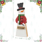 Glitzhome 30"H Christmas Chunky Wood Snowman Porch Sign, Standing Snowman Porch Decor with Black Top Hat and Red Coat,Merry Christmas Welcome Sign for Holiday Front Porch Outdoor Decorations - Image 2