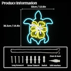 Sea Turtle Neon Sign Hibiscus LED Neon Lights for Wall Bedroom Bar Decor - Image 4