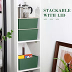 Menkxi 4 Pcs Storage Bins with Lids, Green, Large - Image 5