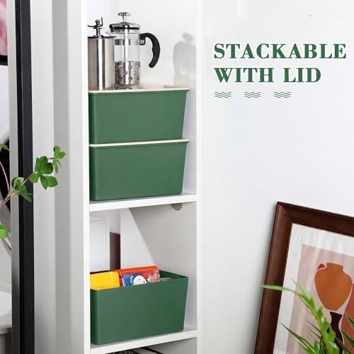Menkxi 4 Pcs Storage Bins with Lids, Green, Large - Image 5