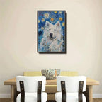 Metal Sign Vintage Tin Sign Samoyed Starry Night Samoyed Frosty Samoyed in Night for Home Winter Retreat and Seasonal Celebrations Rustproof Aluminum 6×8 Inches with Metal Frame - Image 4