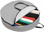 36 Inch Round Storage Bag 1 Pack,Vintage Grey Leather Texture Waterproof Wreath Storage Container with Handles&Zipper Classical Solid Color Pattern Closet Organizer Bags Garland Box - Image 2
