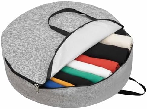 24 Inch Round Storage Bag 1 Pack,Vintage Grey Leather Texture Waterproof Wreath Storage Container with Handles&Zipper Classical Solid Color Pattern Closet Organizer Bags Garland Box - Image 2
