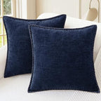 CaliTime Decorative Couch Throw Pillow Covers 22 X 22 Inches Navy Blue by CaliTime