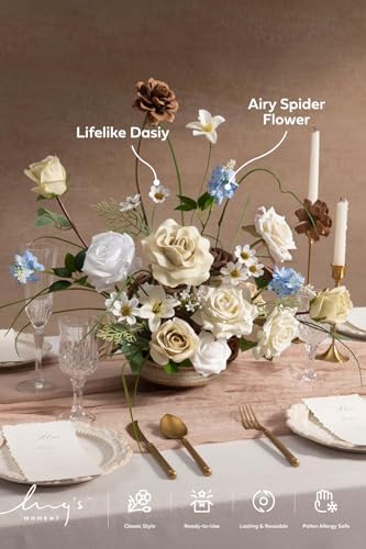 Ling's moment Fake Flowers Box, Tawny Beige & Earth Brown Deluxe Combo - Image 2