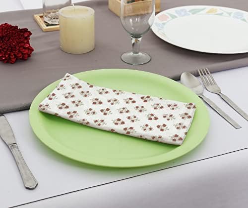 TARAN LIVING Cotton Cloth Napkins Natural Reusable Fall Dinner Napkins Reusable Machine Washable Fabric for Events, Gift, Home Decor - 18"x18" - Set of 12 (Brown Floral (Pack of 12), 18x18 Inchs) - Image 2