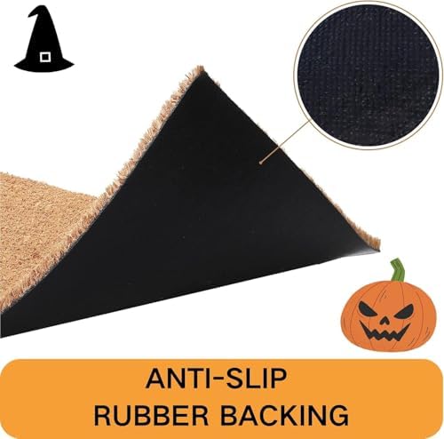Halloween Front Door Mat Combo Set, Spider Web Coco Coir Welcome Doormat -28" x 43" Black and White Striped Rug, Autumn Fall Porch Entryway Decor Floor Mat - Image 6