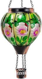 STARSOUL Hummingbird Solar Hot Air Balloon Lantern with Flickering Flame, Hanging Solar Lantern Outdoor Waterproof, Hot Air Balloon Solar Light Decorations for Garden Yard Lawn Porch Porch Backyard by Starsoul