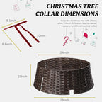 28" Christmas Tree Collar for Pencil Trees with 24Pcs Velvet Christmas Tree Bows,Cord Cut-Out, Basket Tree Skirt Collar Stand for 4.5-9 ft Artificial Trees - Image 3