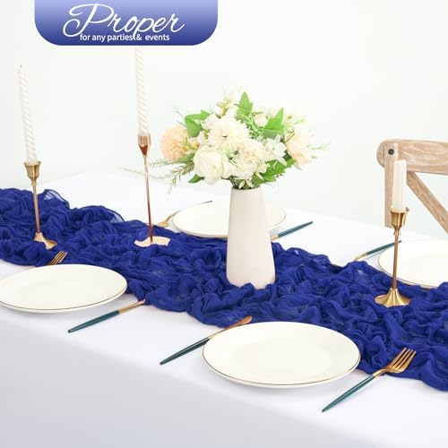 20 Pack Royal Blue Cheesecloth Table Runner 120 Inch 10FT Rustic Boho Gauze Cheese Cloth Table Runner for Wedding Party Baby Shower Thanksgiving Christmas Decoration - Image 4