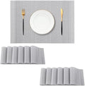 Leetaltree Lunar Grey Placemats Set of 12 - Heat Resistant Non-Slip Place mats for Dining Table, Washable Durable PVC Vinyl Woven Table Mats（Lunar Grey, 12） by Leetaltree-ArtatEveryTable