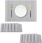 Leetaltree Lunar Grey Placemats Set of 12 - Heat Resistant Non-Slip Place mats for Dining Table, Washable Durable PVC Vinyl Woven Table Mats（Lunar Grey, 12） by Leetaltree-ArtatEveryTable