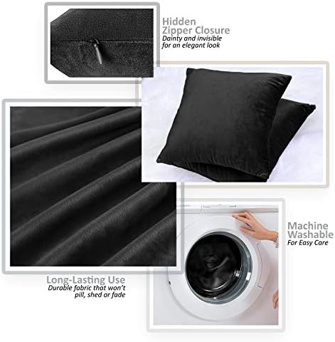 Nestl Throw Euro Pillow Covers, Cozy Velvet Decorative Pillow Covers 26 x 26 Inches, Soft Solid Couch Pillow Case for Sofa, Bed and Car, Set of 4 - Black - Image 3