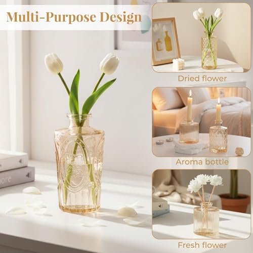 12 Pack Bud Vase in Bulk - BEAHOT Gold Flower Vases for Wedding Decorations, Glass Vase for Table Decorations, Small Vase for Home, Mother's Day, Centerpieces, Party, Office (Gold) - Image 3