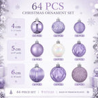 Lunmon 64 Pcs Lilac Purple Christmas Ball Ornaments Lavender Xmas Bulbs - Image 3