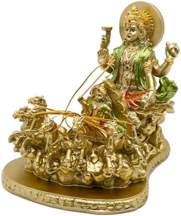 alikiki Hindu God Lord Surya Statue - India Home Temple Mandir Puja Idol Pooja Item Indian Diwali Decor Murti Staue Religious Meditation Yoga Room Altar Decoration Handicraft Figurine by Alikiki