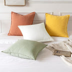 MIULEE Decorative Linen Euro Sham Pillow Covers 24x24 Coral - Image 5