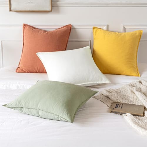 MIULEE Decorative Linen Euro Sham Pillow Covers 24x24 Coral - Image 5