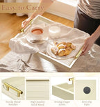 SXNOWS Wooden Serving Tray with 2 Sets of Handles,Cream - Image 4