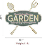 Vintage Metal Garden Sign, Distressed Green Wall Decor with Shovel & Fork Design, Rustic Farmhouse Wall Art for Outdoor Porch, Patio, 18.11” × 16.54” - Image 6