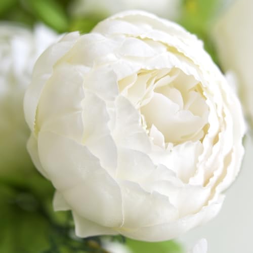 FiveSeasonStuff Chestnut Beige Artificial Peony Bouquet Set of 2 - Image 5