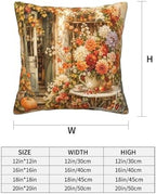 Autumn Pumpkin Floral Pack Of 4 18x18 In Throw Pillow Covers For Home Decor - Image 3
