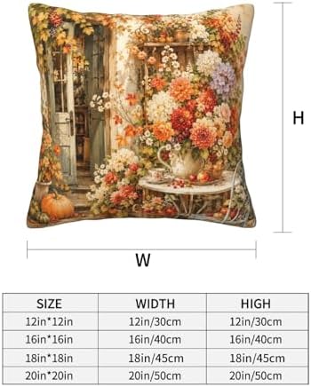 Autumn Pumpkin Floral Pack Of 4 18x18 In Throw Pillow Covers For Home Decor - Image 3