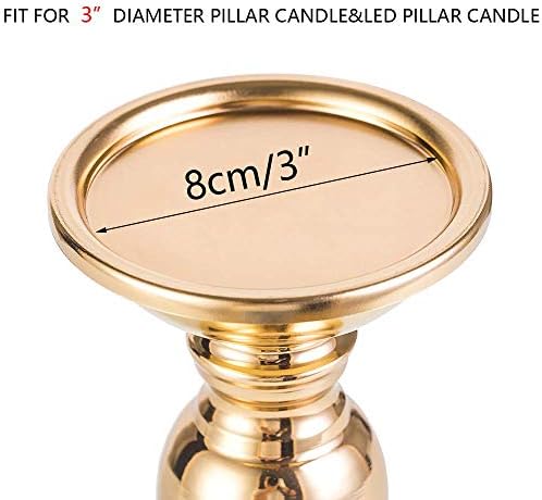 Nuptio Pillar Candle Holders, Wedding Centerpieces Metal Candle Holder Candles Stand Decoration Ideal for Weddings Special Events Parties Living Room (10 x S, Gold) - Image 5