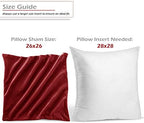 Nestl Throw Euro Pillow Covers, Cozy Velvet Decorative Pillow Covers 26x26 Inches, Soft Solid Couch Pillow Case for Sofa, Bed and Car, Set of 4 - Cherry Red - Image 2