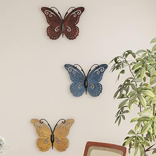 Butterfly Metal Wall Art 6-Piece-Set – Hand Painted Decorative 3D Butterflies for Rustic Farmhouse Home or Office Décor by Lavish Home - Image 2