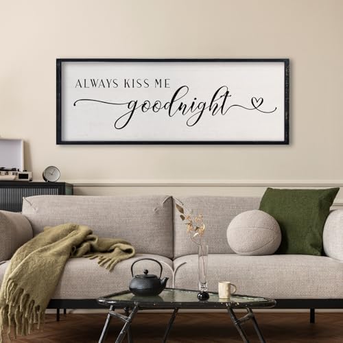 comurdyo Love Theme Always Kiss Me Goodnight Sign 32"×12" Black - Image 5