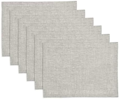 Solino Home 100% Pure Linen Placemats Grey, Athena 14 x 19 in, Set of 6 by SolinoHome