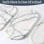 Koville Natural Marble Tray, 12"x6" Decorative Tray for Countertop, Catchall for Perfume, Candles, Jewelry Dish Milas Lilac - Image 4