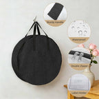 36 Inch Round Storage Bag 2 Pack,Vintage Solid Black Leather Waterproof Wreath Storage Container with Handles&Zipper Retro Cowhide Texture Closet Organizer Bags Garland Box - Image 5