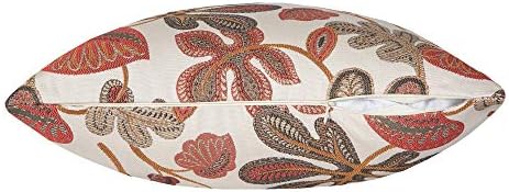 Mika Home Set of 2 Jacquard Tropical Leaf Pattern Throw Pillow Covers Decorative Pillowcase 20X20 Inches,Coral Cream - Image 5