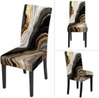 Black Marble Chair Covers Set of 6,Stretchable Kitchen Dining Room Chair Covers Decorations Removable Washable Dining Chair Slipcovers Chair Protectors for Dining Room & Kitchen - Image 7