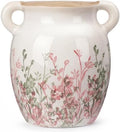 LemonRoad Vintage Planter Large Ceramic Plants Pot Beige Chinoiserie Floral Cottage Scroll Vase Flower Pot Indoor Home Farmhouse Kitchen Antique Decorative Gifts(Pink Wildflower,7.7 Inch) by Unknown