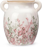 LemonRoad Vintage Planter Large Ceramic Plants Pot Beige Chinoiserie Floral Cottage Scroll Vase Flower Pot Indoor Home Farmhouse Kitchen Antique Decorative Gifts(Pink Wildflower,7.7 Inch) by Unknown