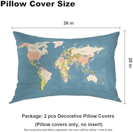 Batmerry World Map Pillowcases, Vintage Map of Europe in Color Background Decorative Bed Pillow Cover with Hidden Zipper Soft Blended for Hair and Skin 20X26 in - Image 4