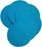 WAZAIGUR Round Placemats Set of 6 Thick Cotton Rope, 13inch, Sky Blue by WAZAIGUR
